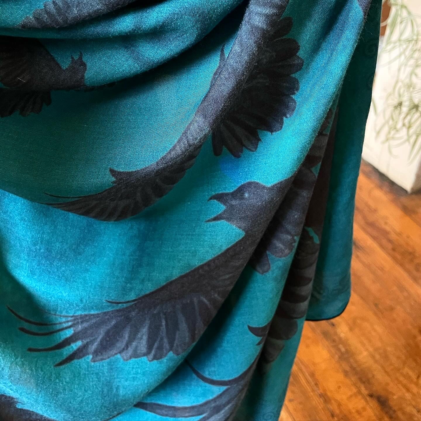 Raven Storm Modal Silk Scarf - Marine Teal