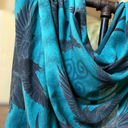 Raven Storm Modal Silk Scarf - Marine Teal